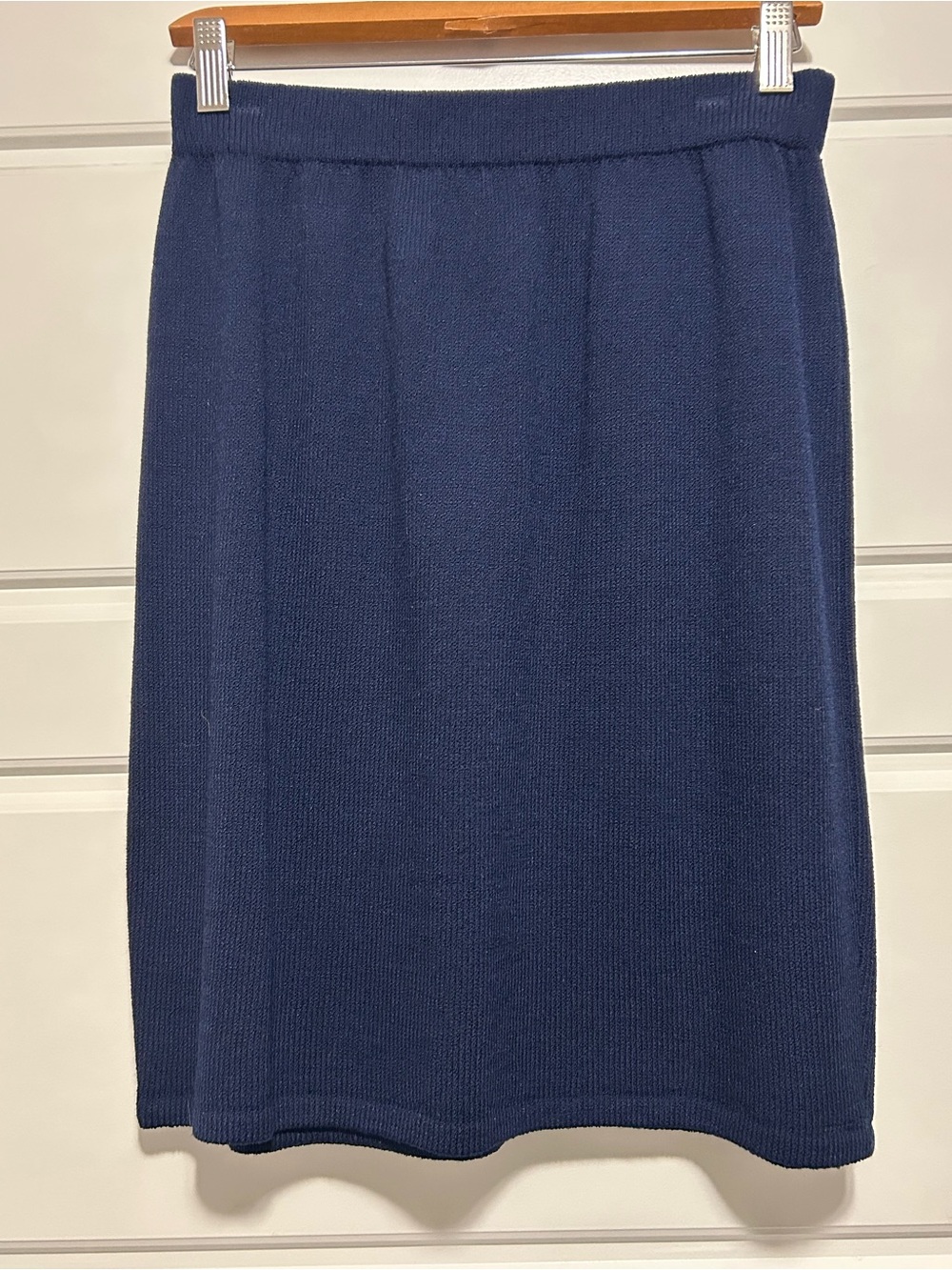 St. John Collection Deep Navy Knit Midi Skirt